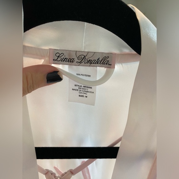 White and Pink Mrs. Robe with Chemise Set Size Medium Linea Donatella - Picture 9 of 14